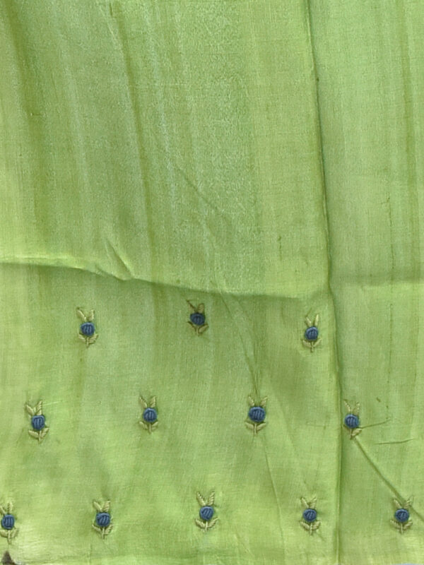 Beige Hand Woven Kanjeevaram Silk Saree with Purple Border - Image 7