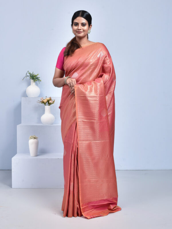 Pink Tissue Zari Work Kanjeevaram Saree