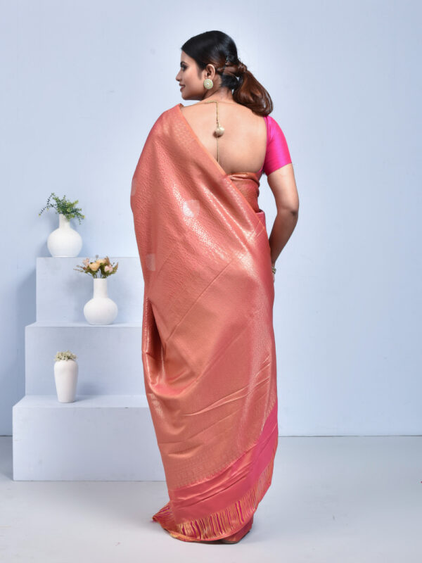 Pink Tissue Zari Work Kanjeevaram Saree - Image 2