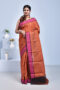 Orange South Cotton Saree with Leaf Design