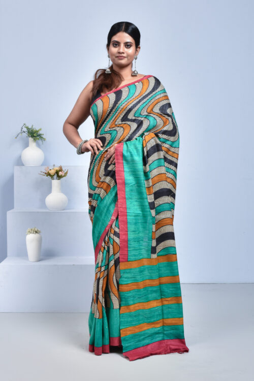 Multicolour Handwoven Ghicha Silk Saree