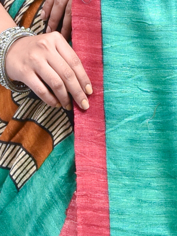 Multicolour Handwoven Ghicha Silk Saree - Image 6