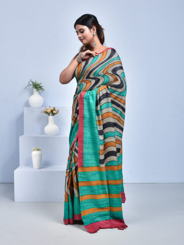 Multicolour Handwoven Ghicha Silk Saree - Image 4