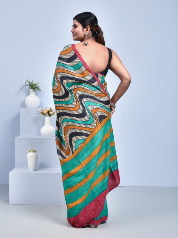 Multicolour Handwoven Ghicha Silk Saree - Image 2
