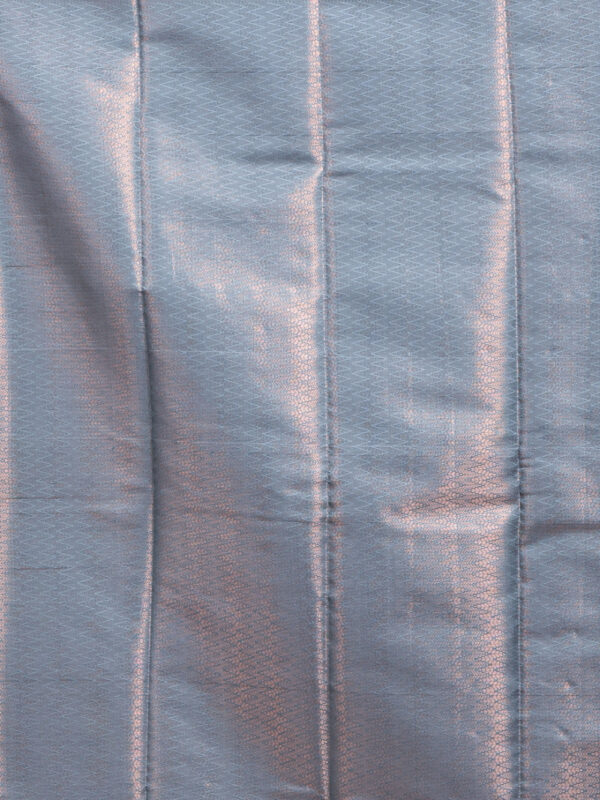 Ash Semi Silk Kanjeevaram Saree with Copper Zari Work - Image 7