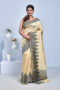 Beige Kanjeevaram Tussar Silk Saree with Temple Design Border