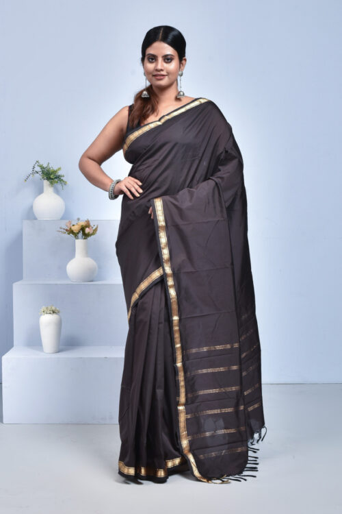 Black Hand Woven Kanjeevaram Silk Saree