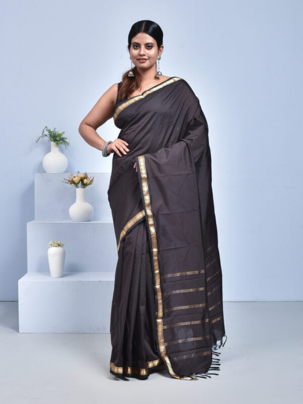 Black Hand Woven Kanjeevaram Silk Saree