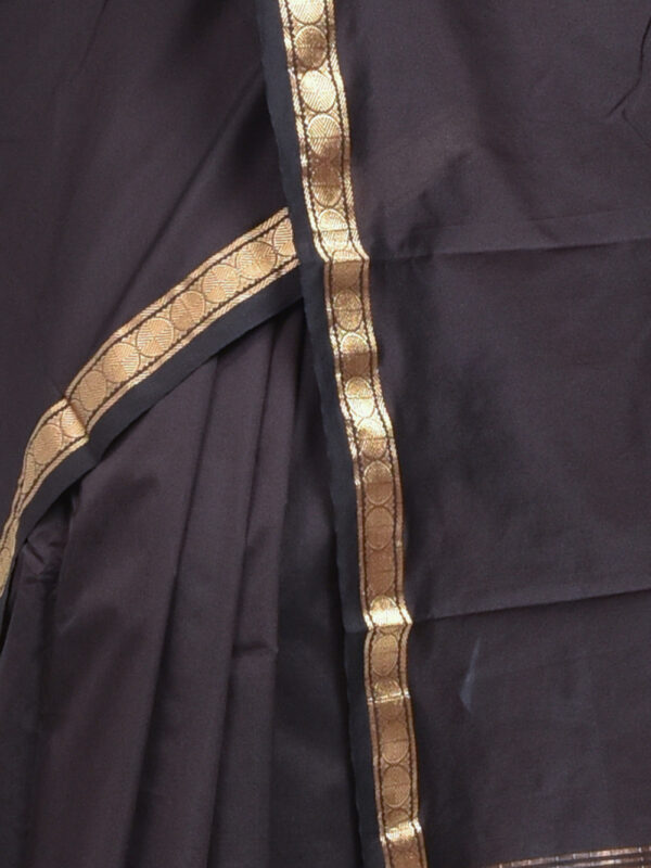Black Hand Woven Kanjeevaram Silk Saree - Image 6