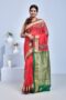 Red South Cotton Saree with Hand Embroidered Floral Design