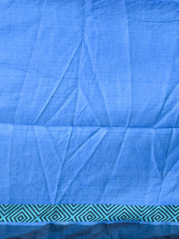 Blue Striped Manipuri Semi Silk Saree - Image 7