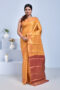 Golden Yellow Fish Scale Design Semi Silk Kanjeevaram Saree