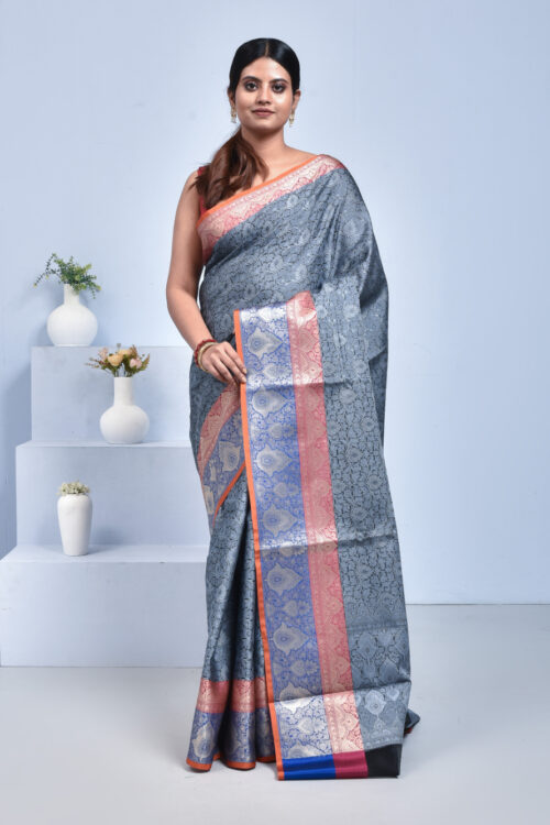 Gray Banaras Pure Cotton Saree