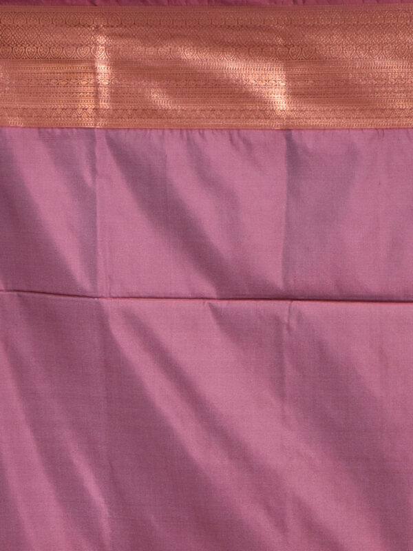 Gray Hand Woven Kanjeevaram Silk Saree with Brick Red Border - Image 7