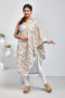 Off White Pure Silk Periwinkle Design Hand Embroidered Dupatta
