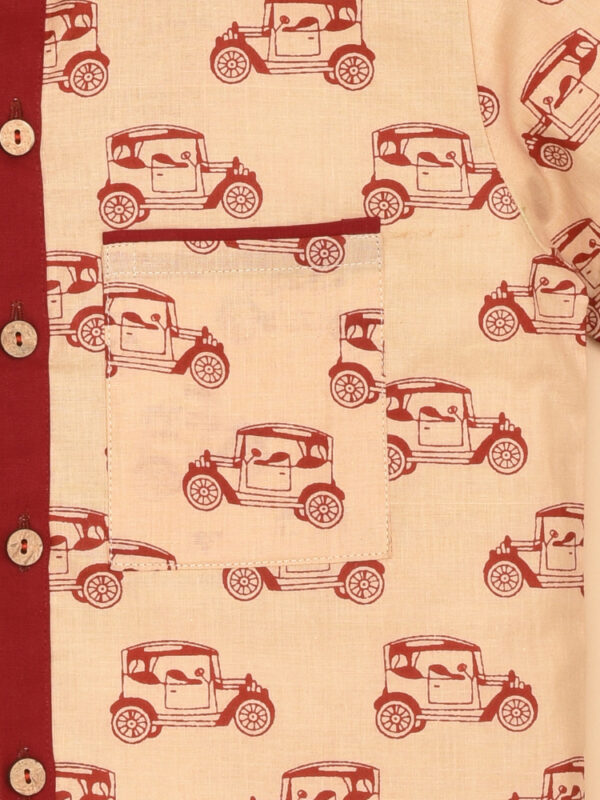 Peach Car Design Printed Cotton Shirt & Pant Set - Image 8