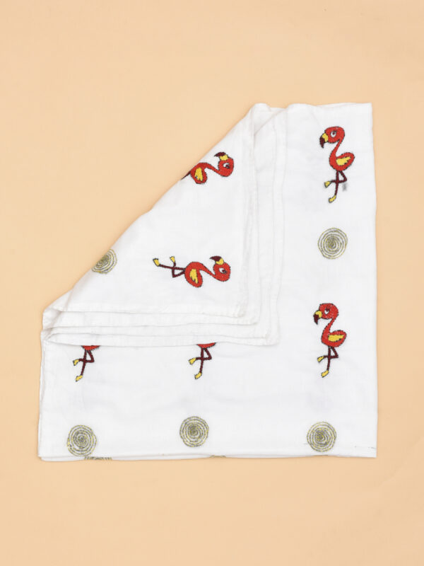 Flamingo Design Hand Embroidered Mulmul Nakshi Kantha - Image 4