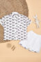 White Horse Design Printed Cotton Shirt & Pant Set
