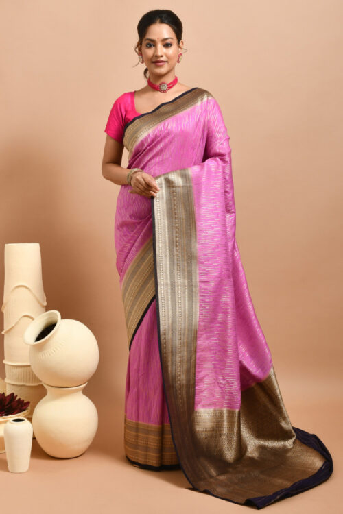 Purple Banaras Brocade Semi Silk Saree
