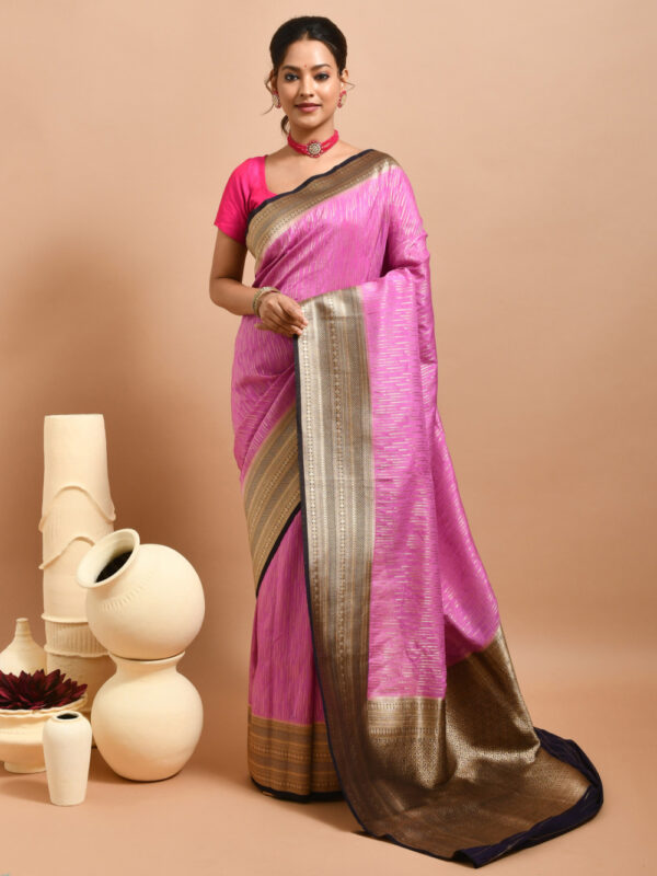 Purple Banaras Brocade Semi Silk Saree