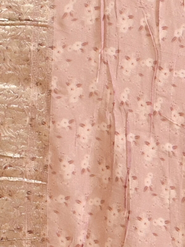 Pink Floral Printed Banaras Khaddi Georgette Saree - Image 7