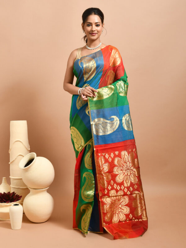 Multicolour Kolki Design South Cotton Saree