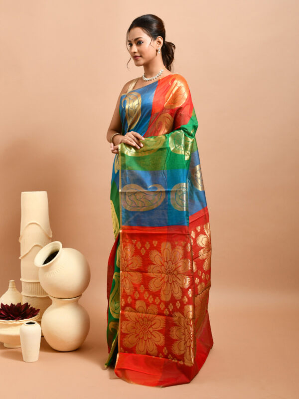 Multicolour Kolki Design South Cotton Saree - Image 4
