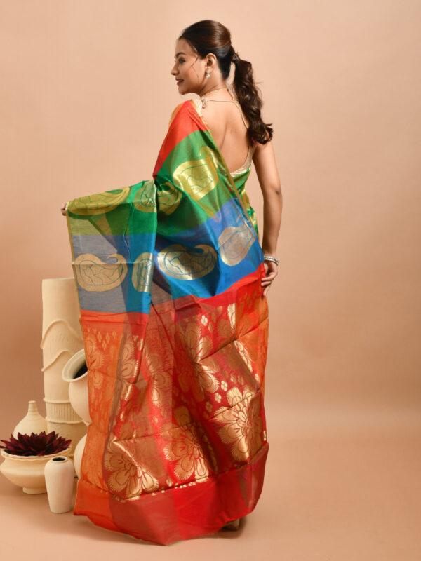 Multicolour Kolki Design South Cotton Saree - Image 2