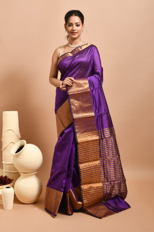 Violet Banaras Raw Silk Saree