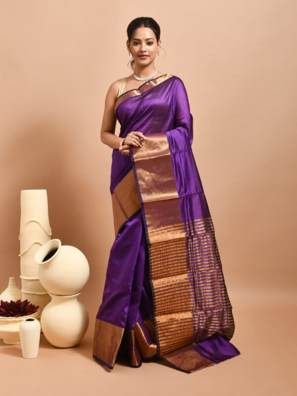Violet Banaras Raw Silk Saree