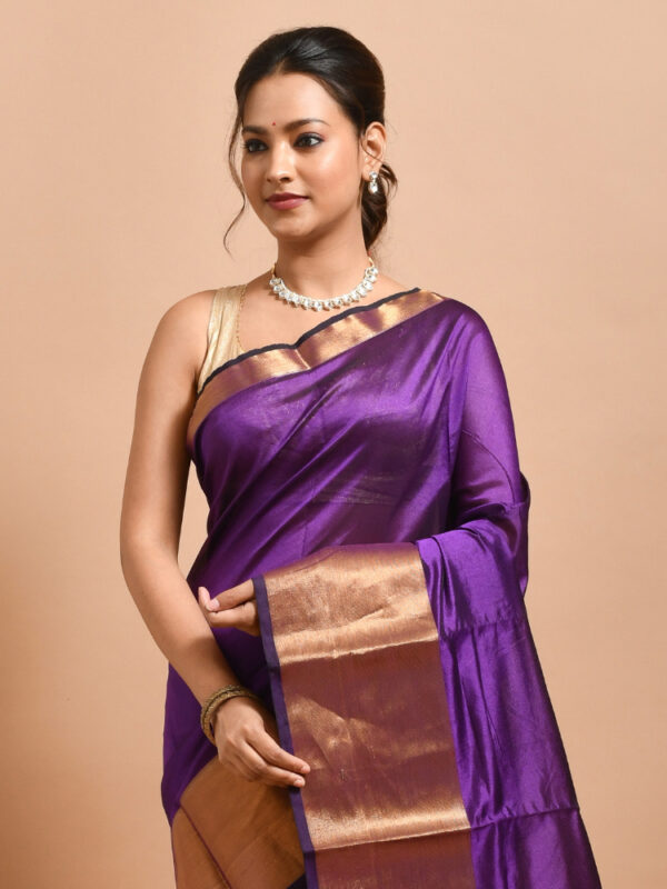 Violet Banaras Raw Silk Saree - Image 5