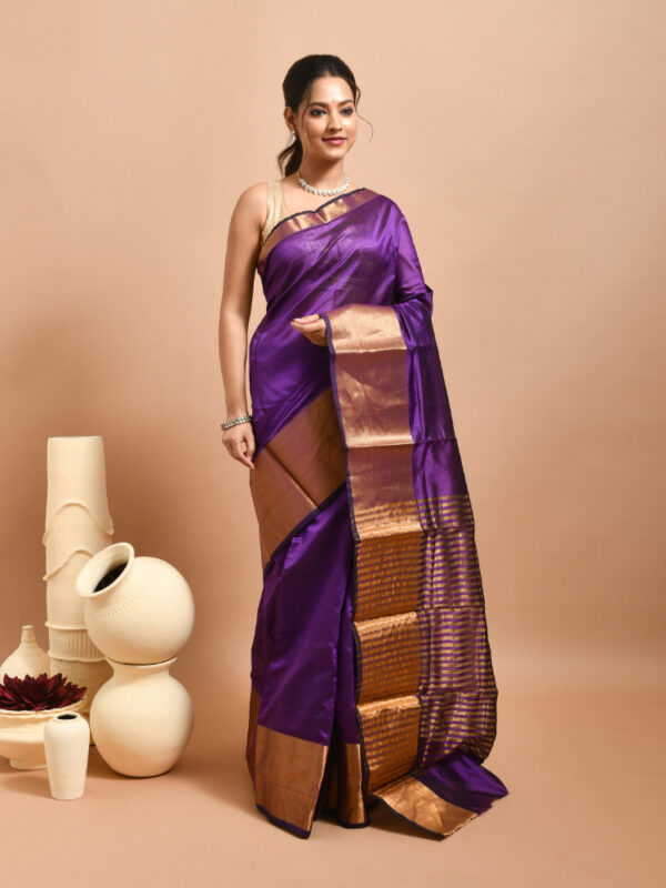 Violet Banaras Raw Silk Saree - Image 3