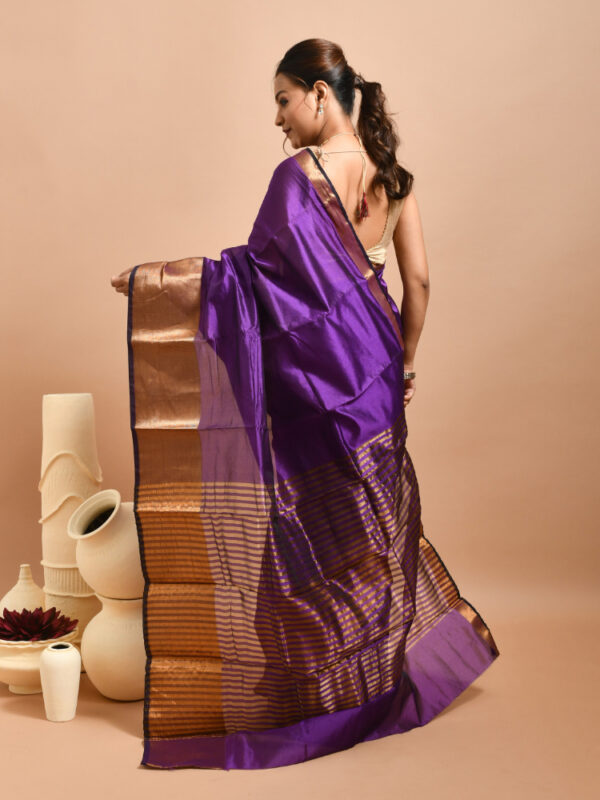 Violet Banaras Raw Silk Saree - Image 2